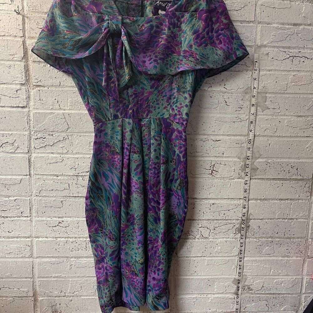 APRIL RAIN 80s does 30s Vintage Flowy Art Deco Midi Dress 4